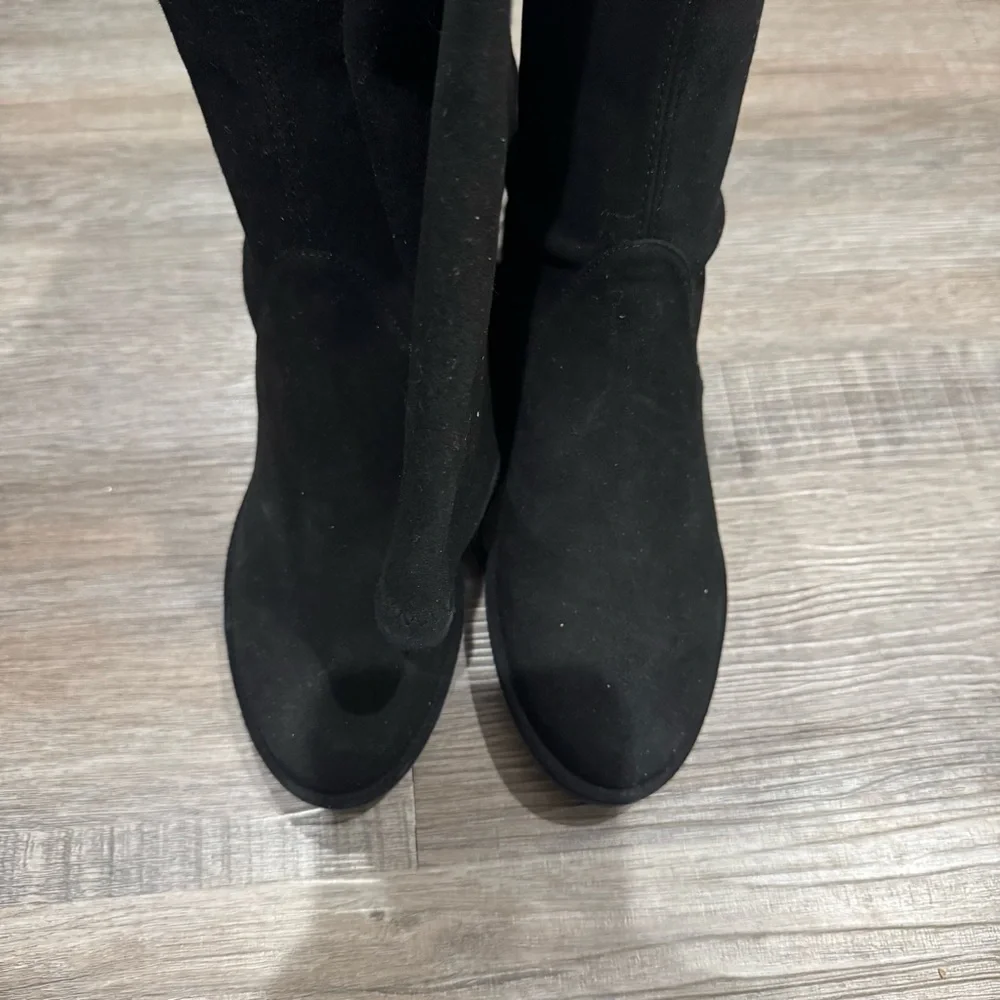 Stuart Weitzman Lowland OTK Over The Knee Suede Leather Tie Flat Boots